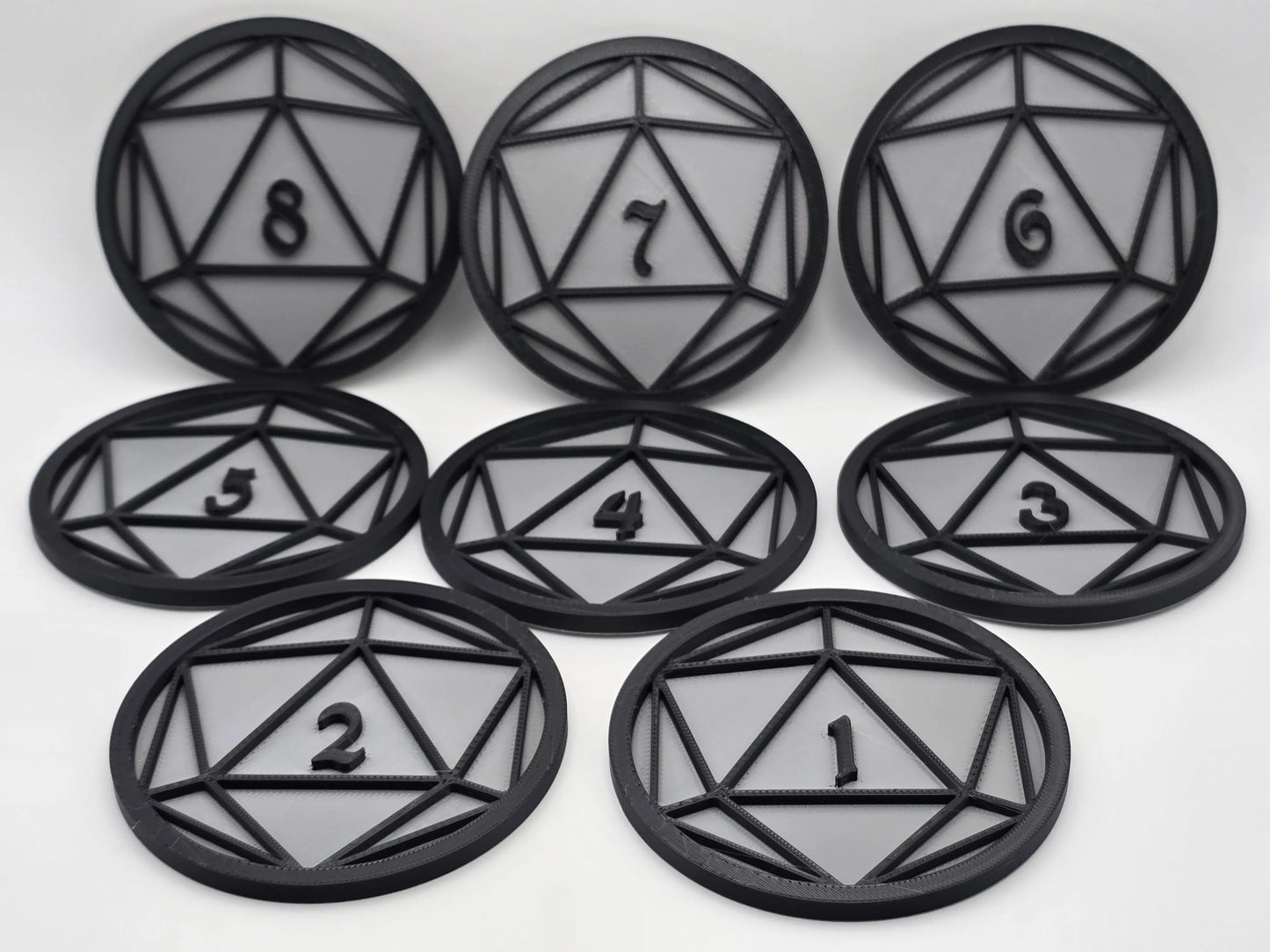 D&D Dice Coasters D1-8 for Game Decoration - GameCraft