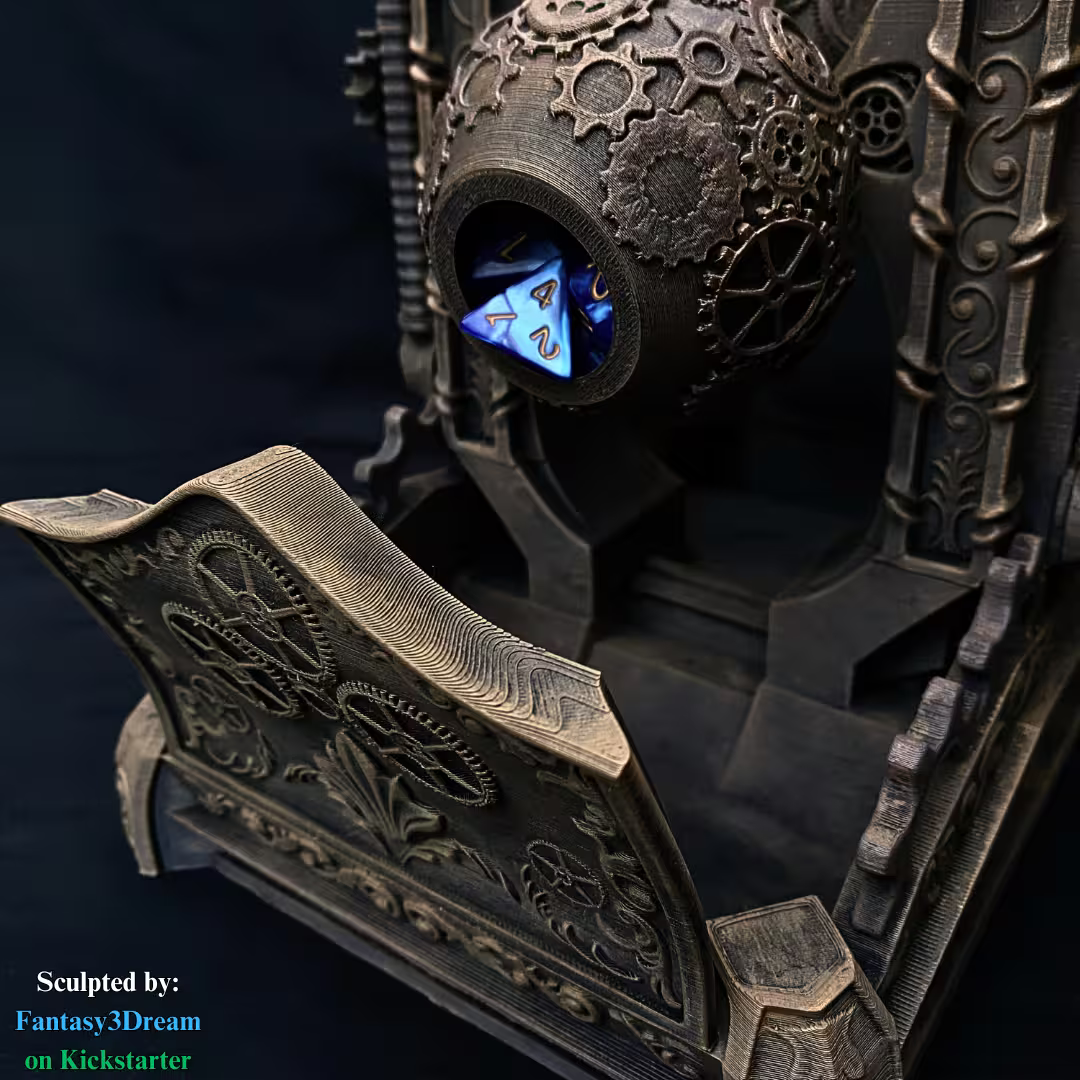 Steampunk Egg Timer-style Dice Tower - GameCraft