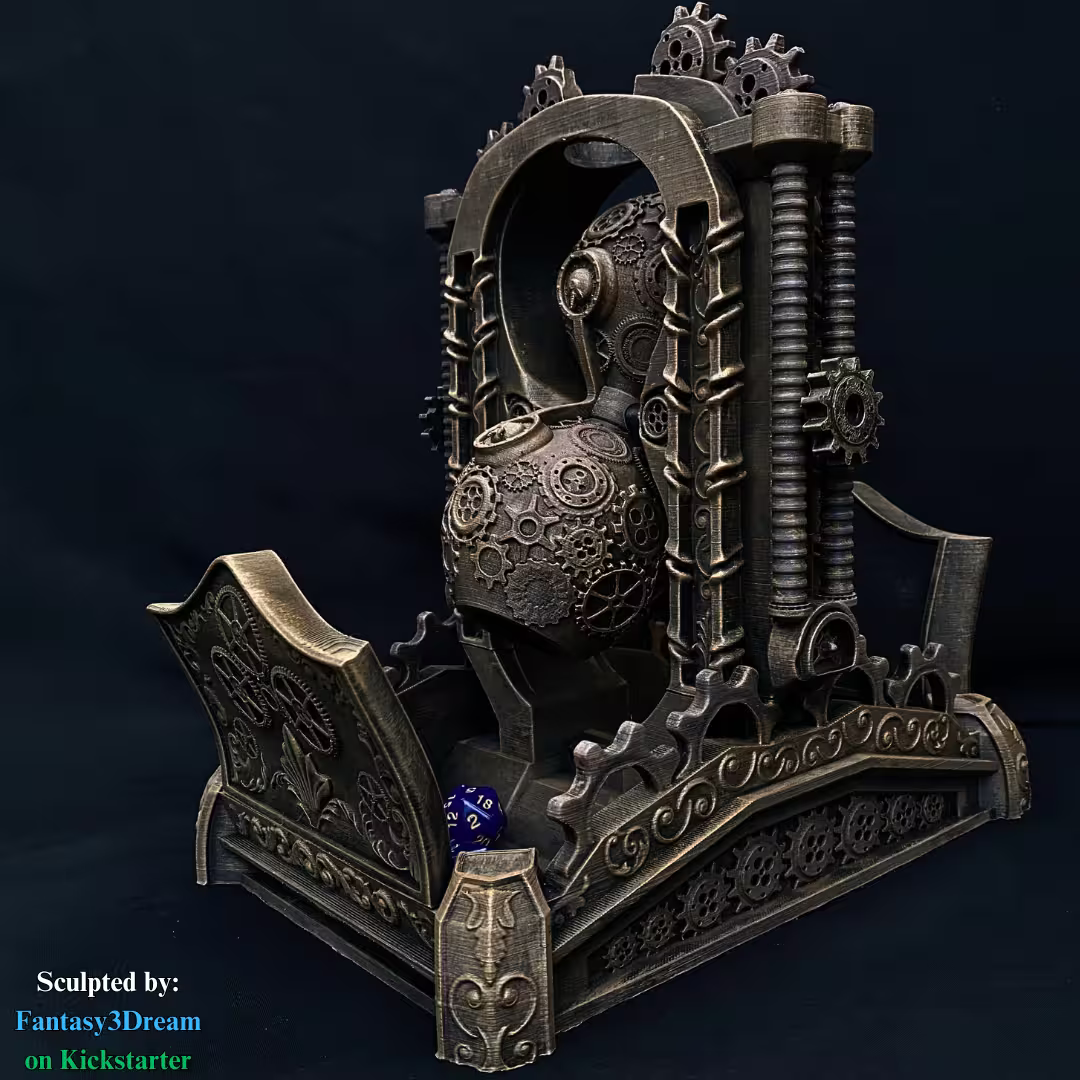 Steampunk Egg Timer-style Dice Tower - GameCraft