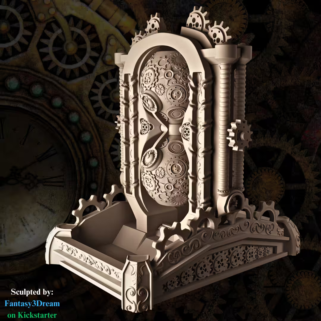 Steampunk Egg Timer-style Dice Tower - GameCraft