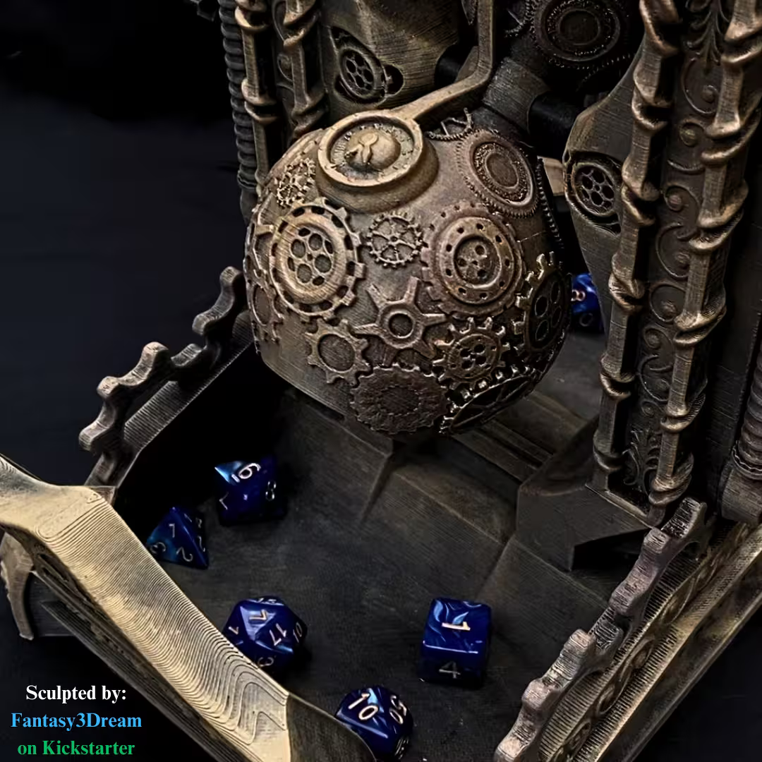 Steampunk Egg Timer-style Dice Tower - GameCraft
