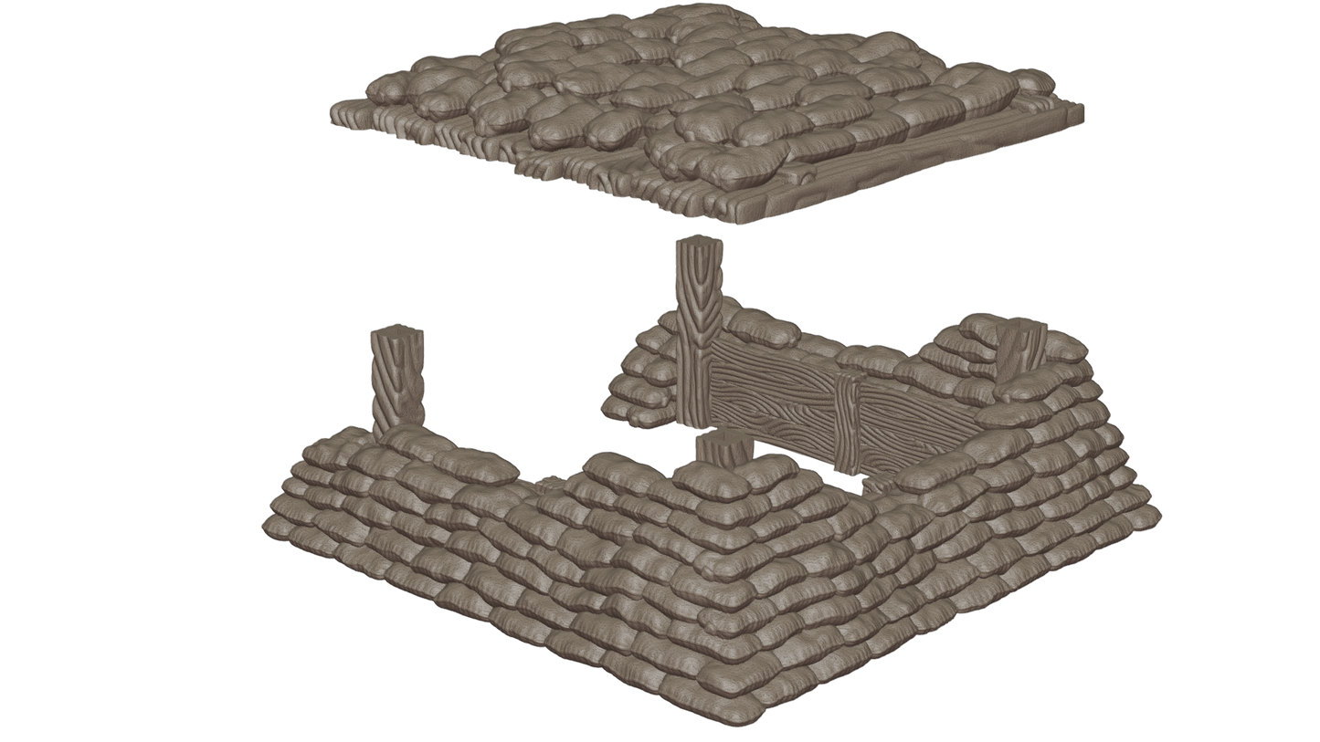 Wargaming TTRPG Terrain Modular Trench System - Bunker - GameCraft