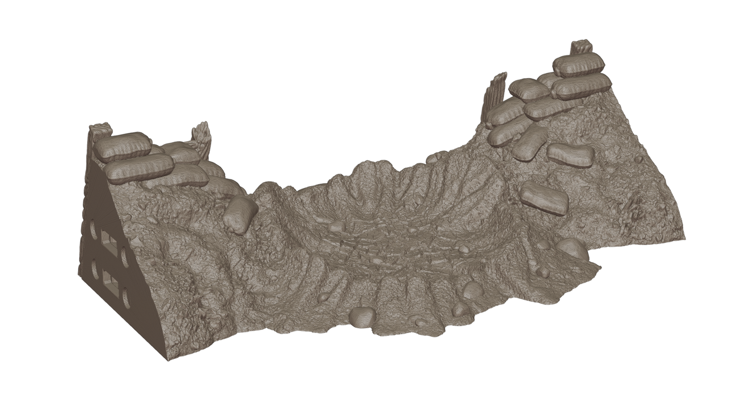 Wargaming TTRPG Terrain - Modular Trench Terrain System Straight Section - GameCraft