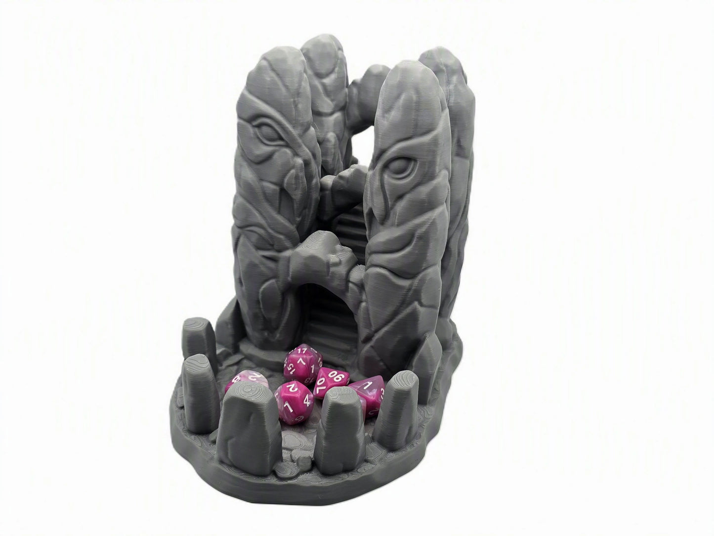 stone arch dice tower with creepy eyes