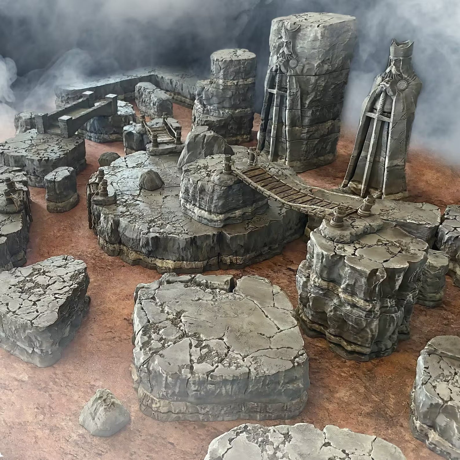 Natural Tabletop Terrain showing mountains and statues
