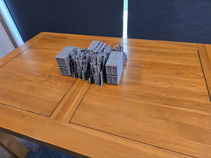 Mono-colour 3D printed armoured terrain for Warhammer 40K