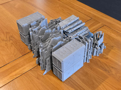 Mono-colour 3D printed armoured terrain for Warhammer 40K