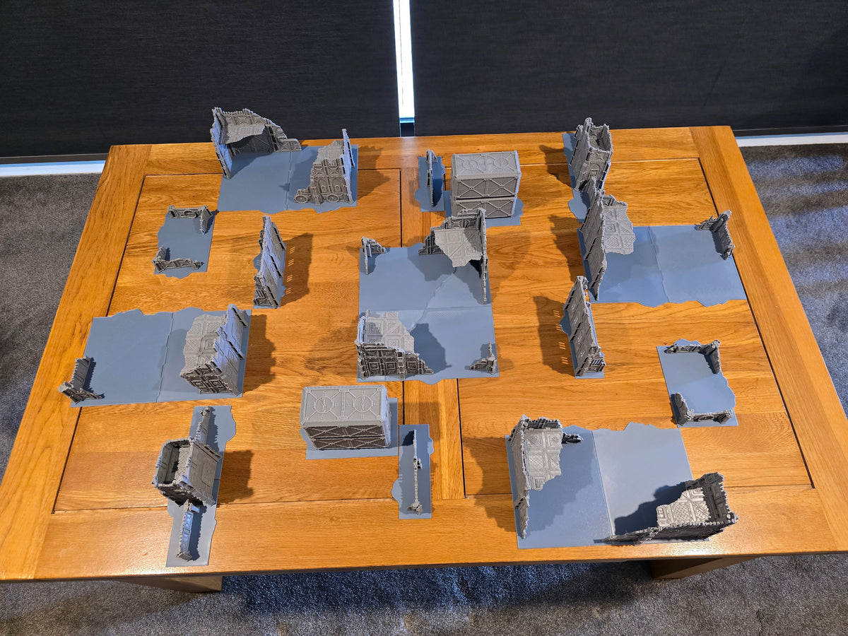 Mono-colour 3D printed armoured terrain for Warhammer 40K