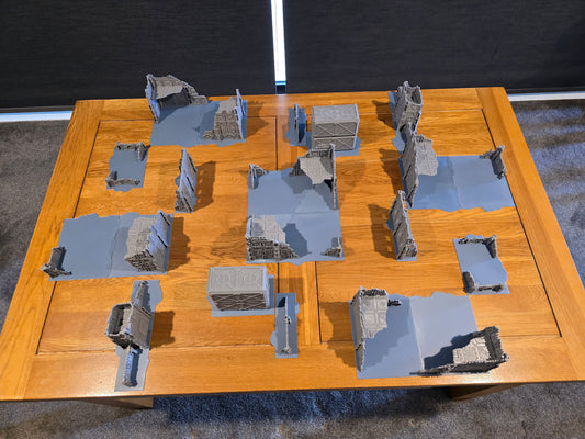 Mono-colour 3D printed armoured terrain for Warhammer 40K