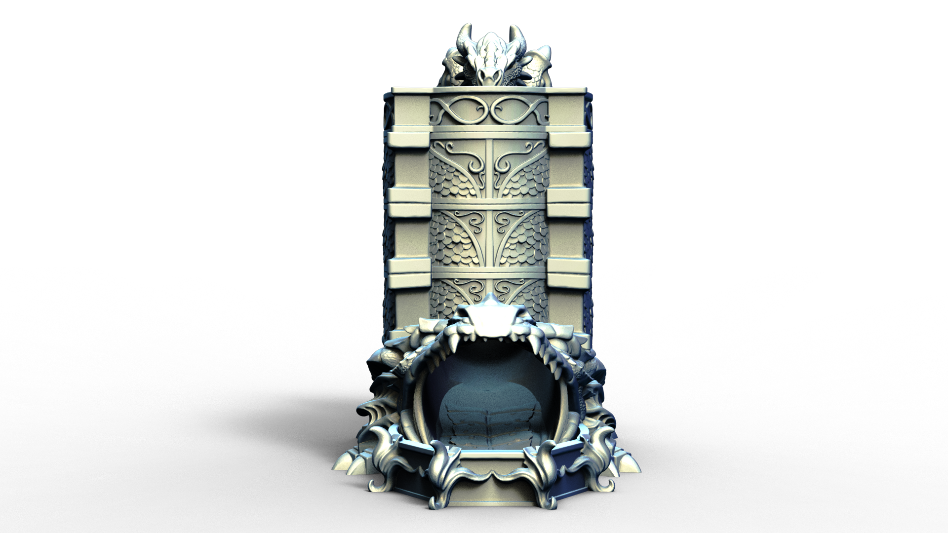 dice tower that can also hold a beverage can with dragon handle 