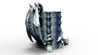 dice tower that can also hold a beverage can with dragon handle 