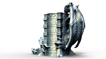 dice tower that can also hold a beverage can with dragon handle 