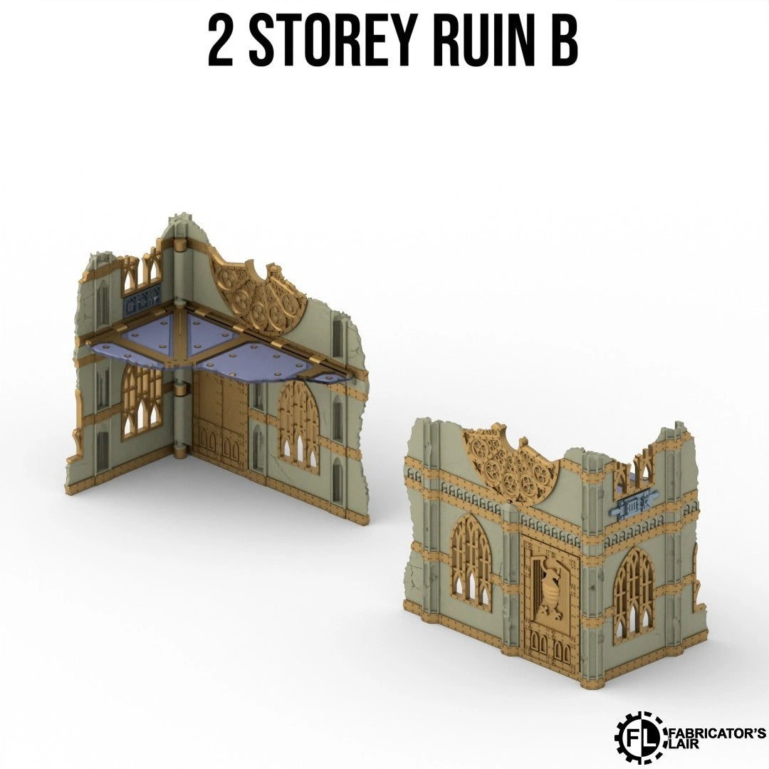 Multi-colour 3D printed gothic terrain for Warhammer 40K