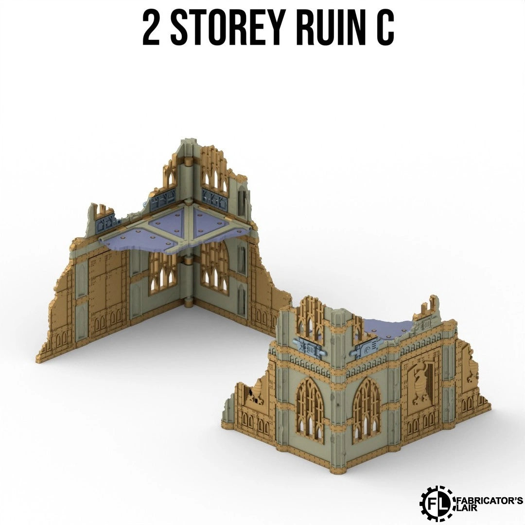 Multi-colour 3D printed gothic terrain for Warhammer 40K
