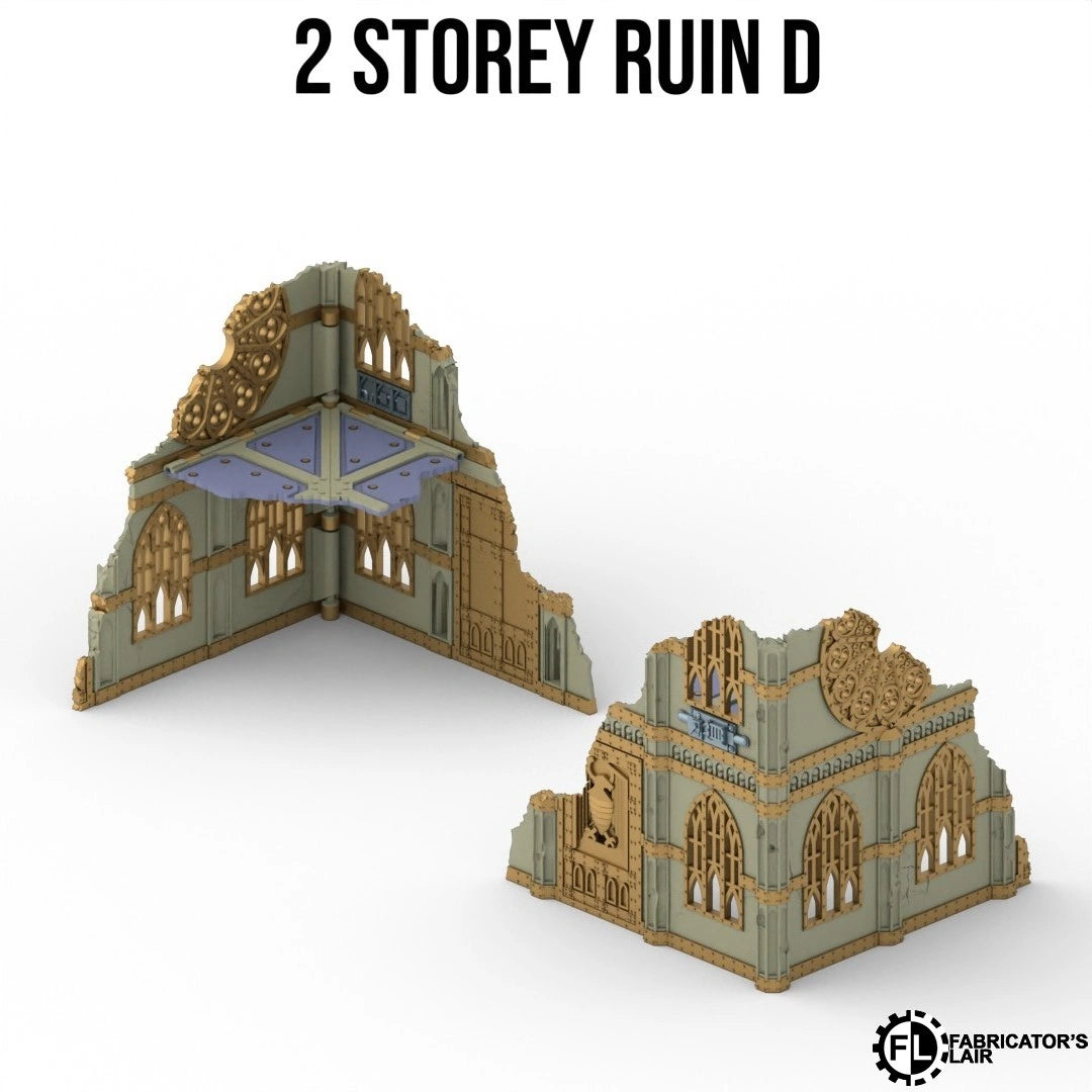 Multi-colour 3D printed gothic terrain for Warhammer 40K