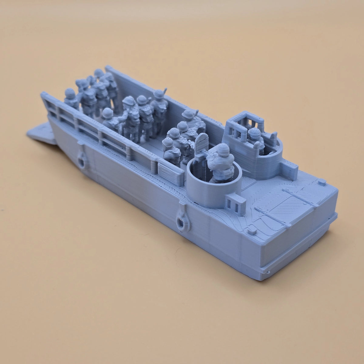 15mm LCVP landing craft with lowered ramp, crew and infantry figures