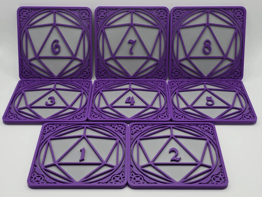 D&D Dice Coasters D1-8 for Game Decoration - GameCraft