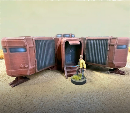 Star Wars Shatterpoint terrain and Star Wars Legion terrain settlement building in tabletop battle scene