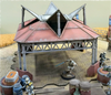Star Wars Shatterpoint terrain and Star Wars Legion terrain settlement building in tabletop battle scene