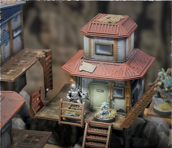 Detailed sci-fi building for Star Wars Shatterpoint terrain and Star Wars Legion terrain tables