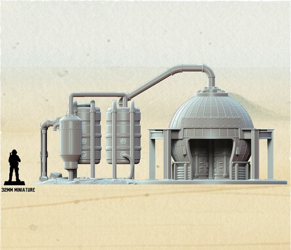 Detailed Star Wars Shatterpoint terrain building with sci-fi frontier architecture