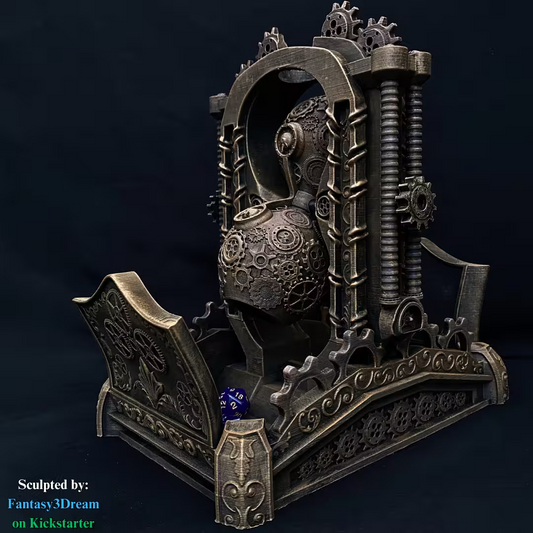 Steampunk Egg Timer-style Dice Tower - GameCraft