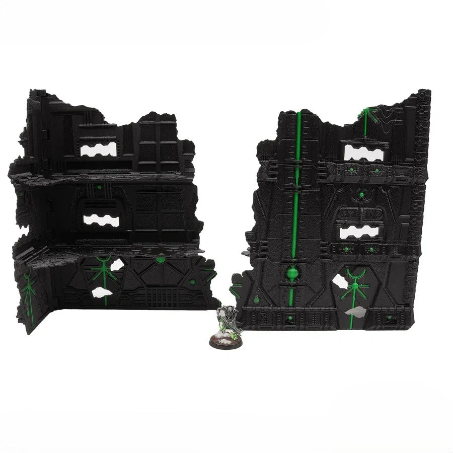 Foldable 40k Terrain - Slumbering Machines - Black and Green