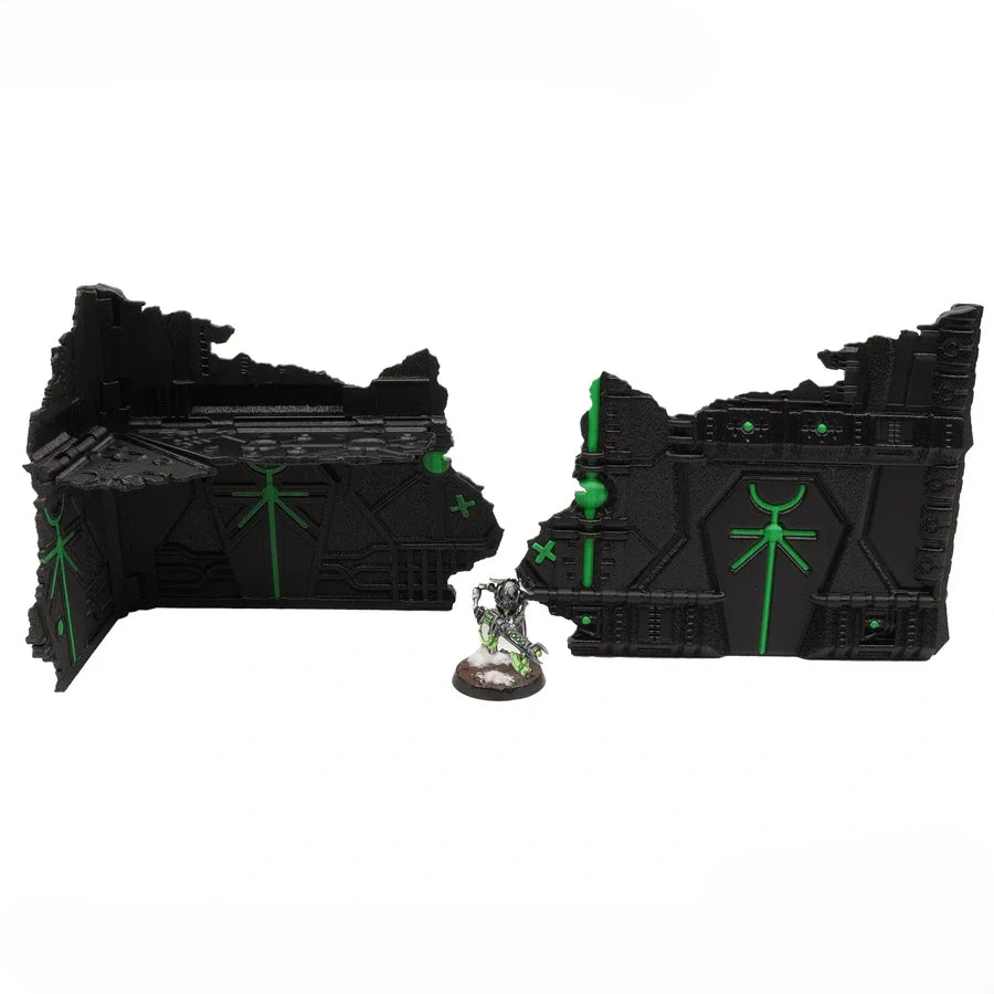 Foldable 40k Terrain - Slumbering Machines - Black and Green
