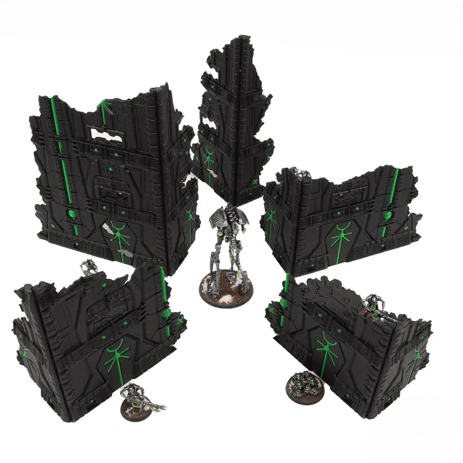 Foldable 40k Terrain - Slumbering Machines - Black and Green