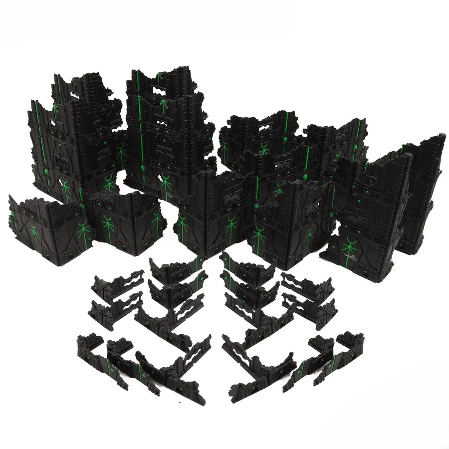 Foldable 40k Terrain - Slumbering Machines - Black and Green