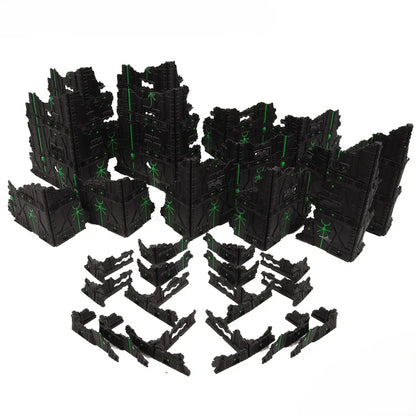 Foldable 40k Terrain - Slumbering Machines - Black and Green