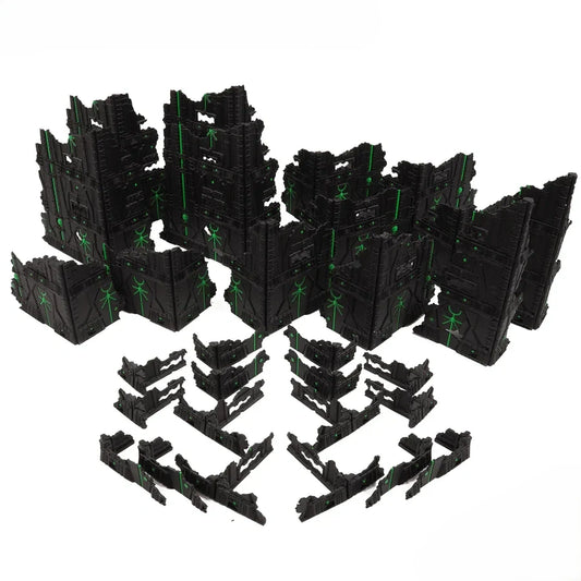 Foldable 40k Terrain - Slumbering Machines - Black and Green