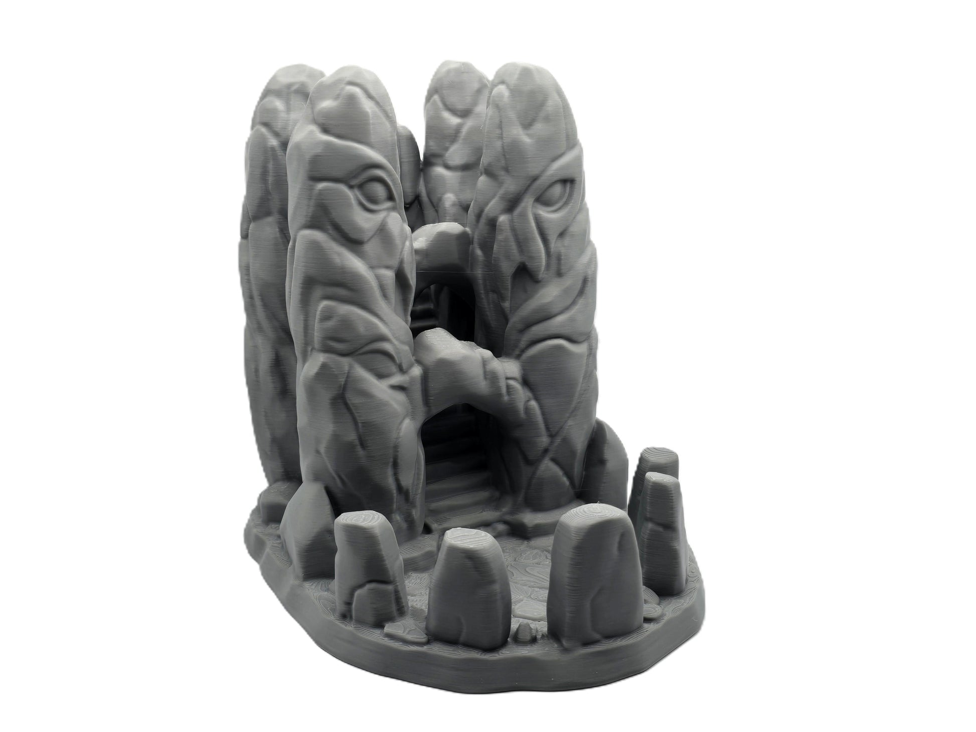 stone arch dice tower with creepy eyes