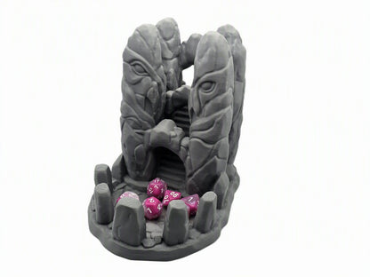 stone arch dice tower with creepy eyes